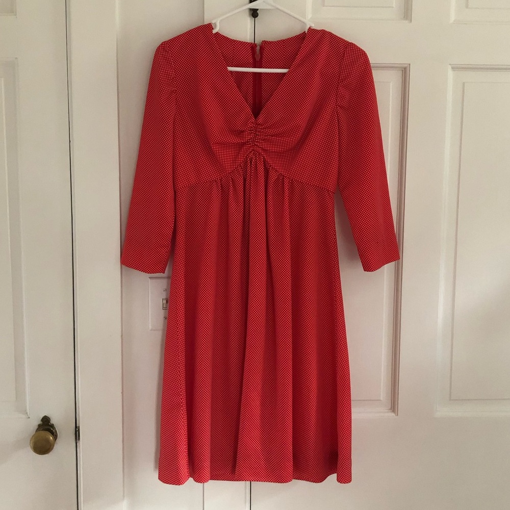 VINTAGE Handmade Red & White Polka Dot Dress Size 2